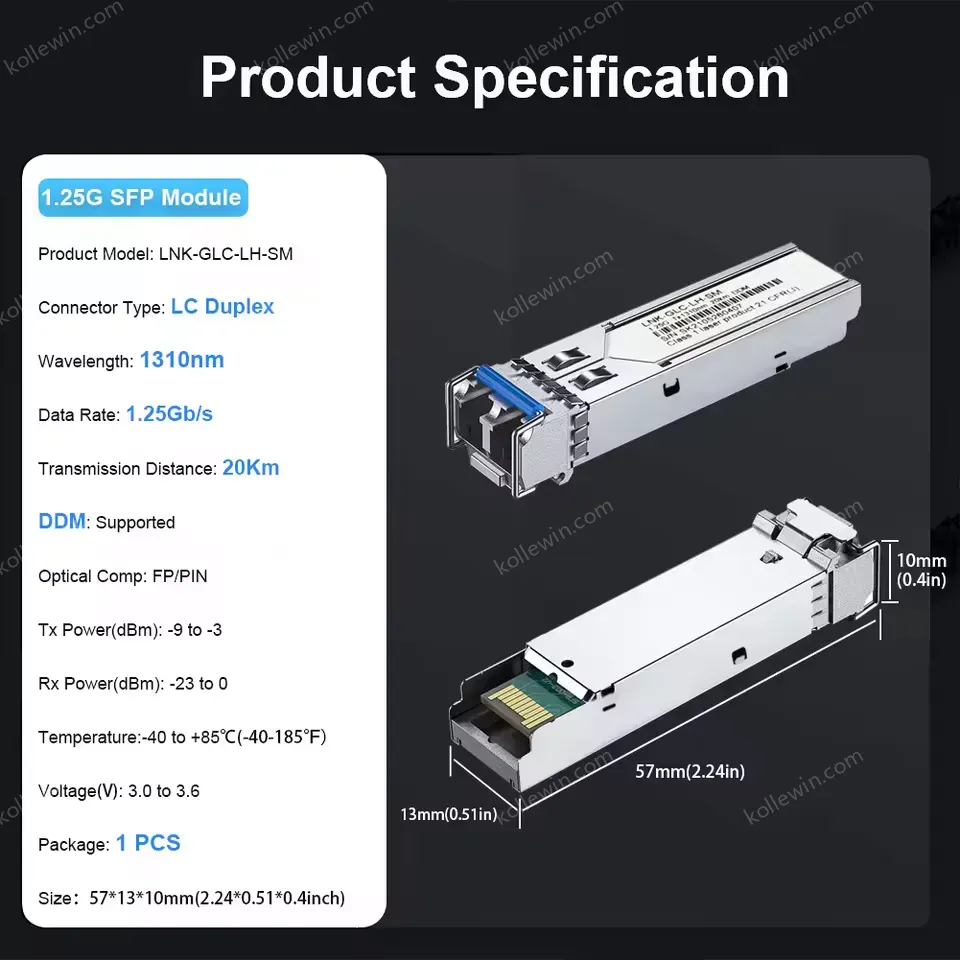 1.25G SFP Module with Digital Diagnostic Monitoring SMF Duplex LC 20KM Fiber Optical Transceiver
