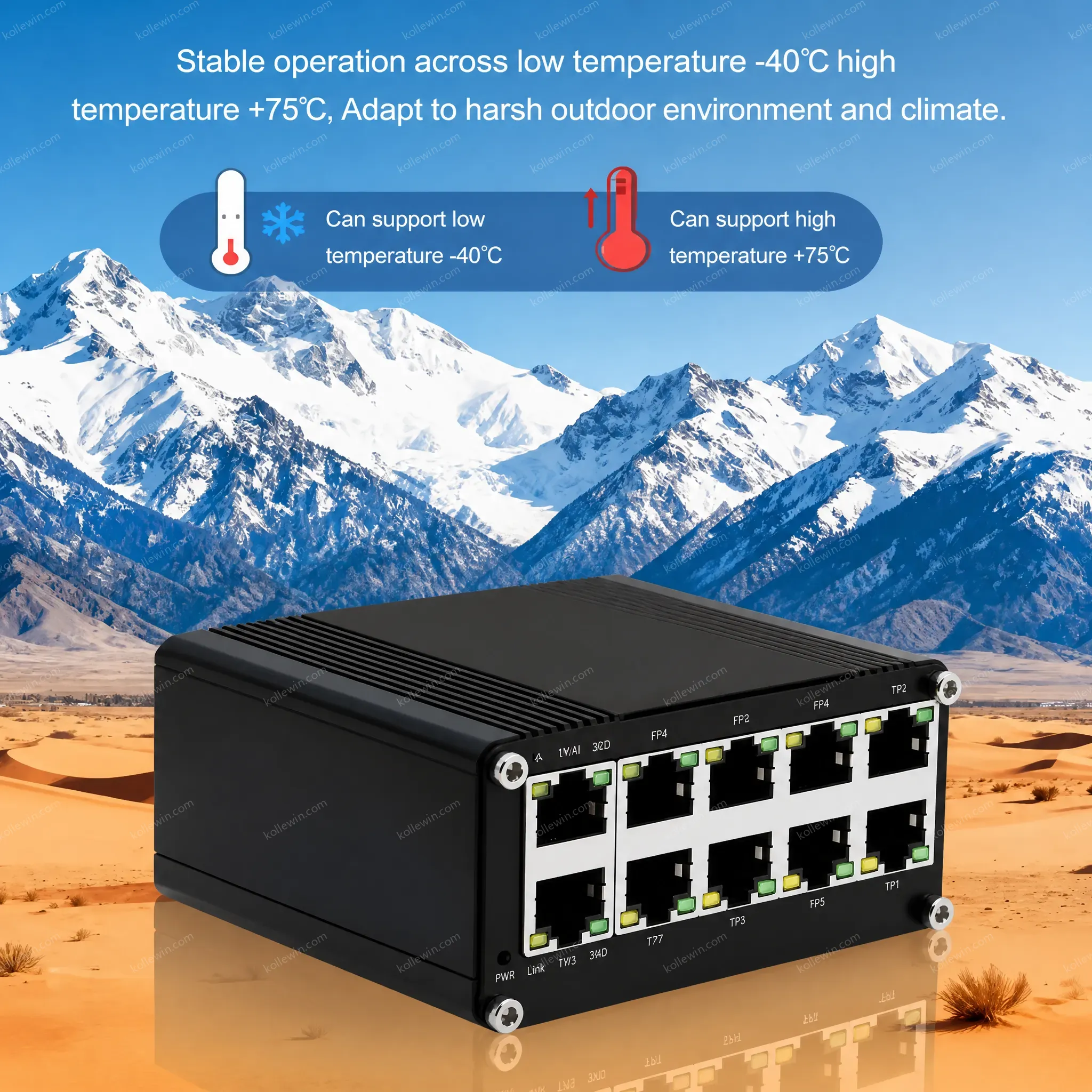 E-link LNK-IMC010G Mini Industrial 10 Port Gigabit Ethernet Switch Unmanaged IP40 Metal Case 20 Gbps Capacity Dual Redundant