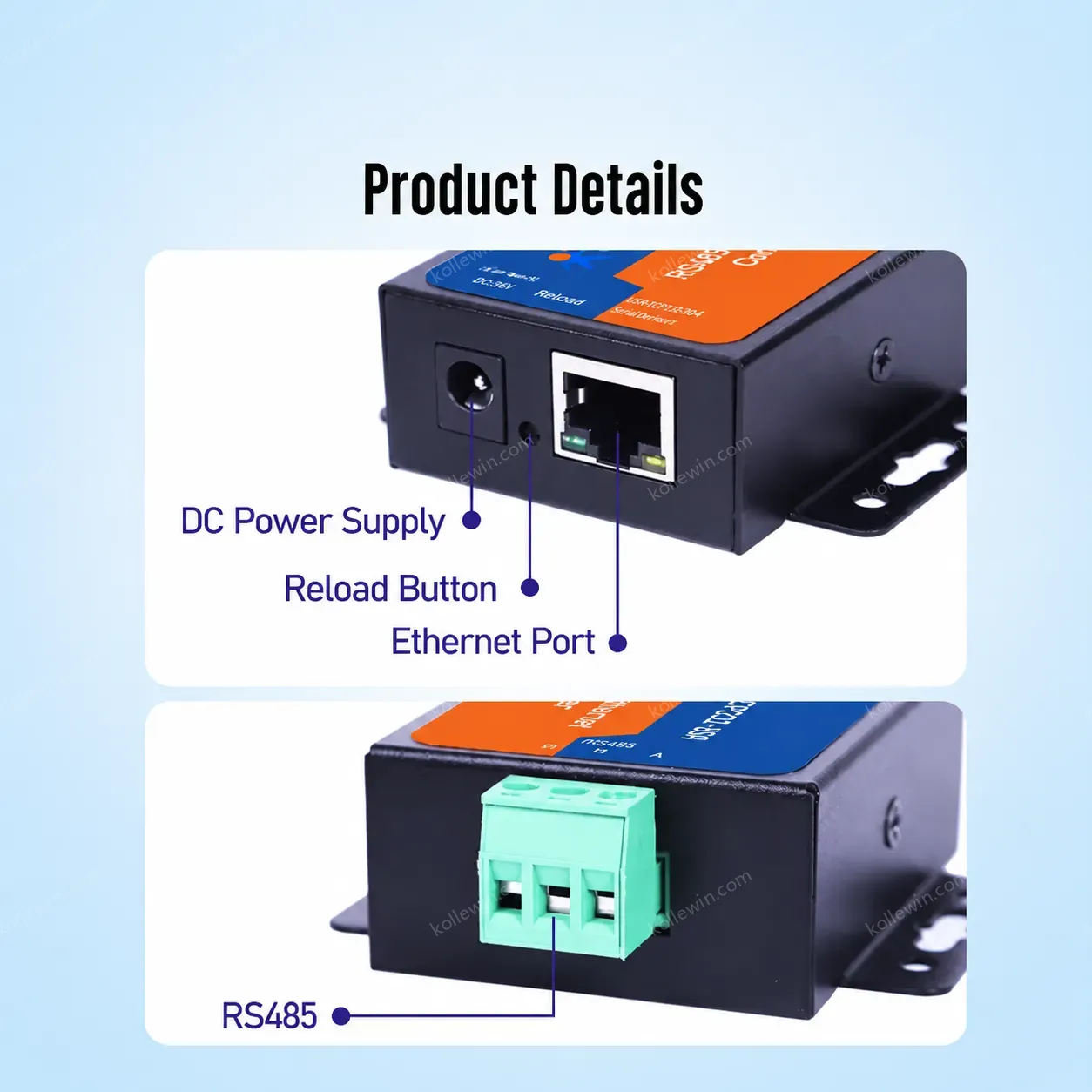 USR-TCP232-304 TCP/IP Serial Converter Built-in Webpage Command Config Software RS485 Ethernet CE ROHS FCC Certified 2-Year