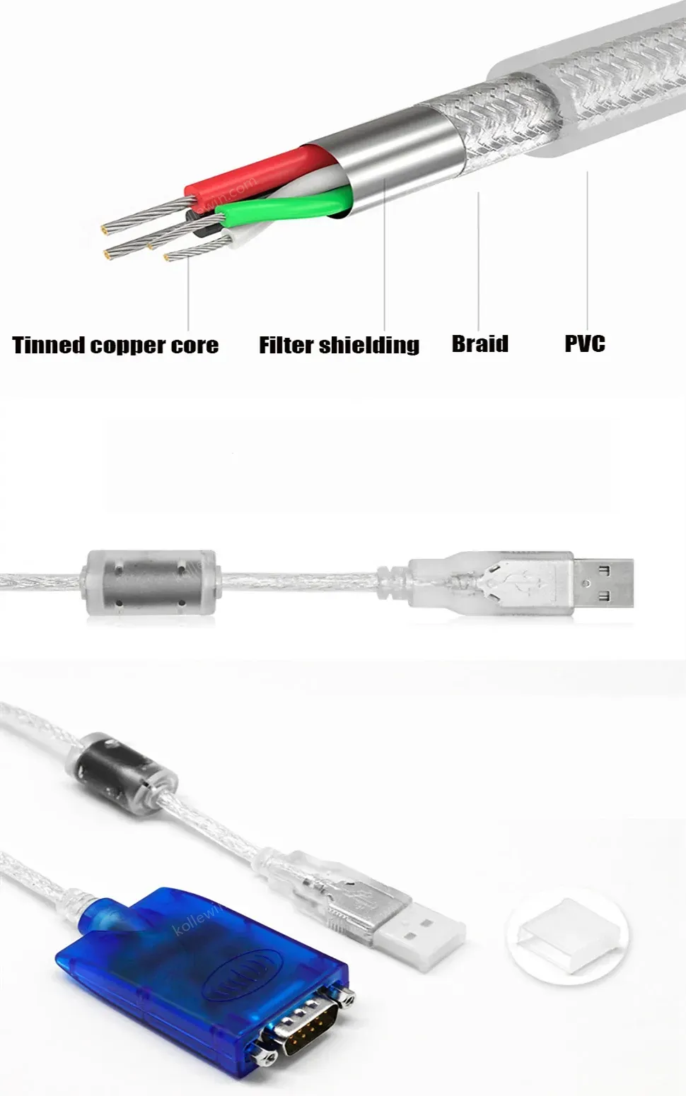 UOTEK 3M USB to RS232 Converter DB9 USB2.0 RS-232 Conversion Cable Serial Connector COM Adapter with Imported Chip UT-880J