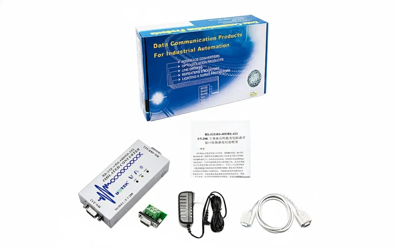 UOTEK RS-232 to RS-485 RS-422 Adapter Industrial DB9 RS232 to RS485 Converter RS422 Connector Isolation ESD Anti-Surge UT-208