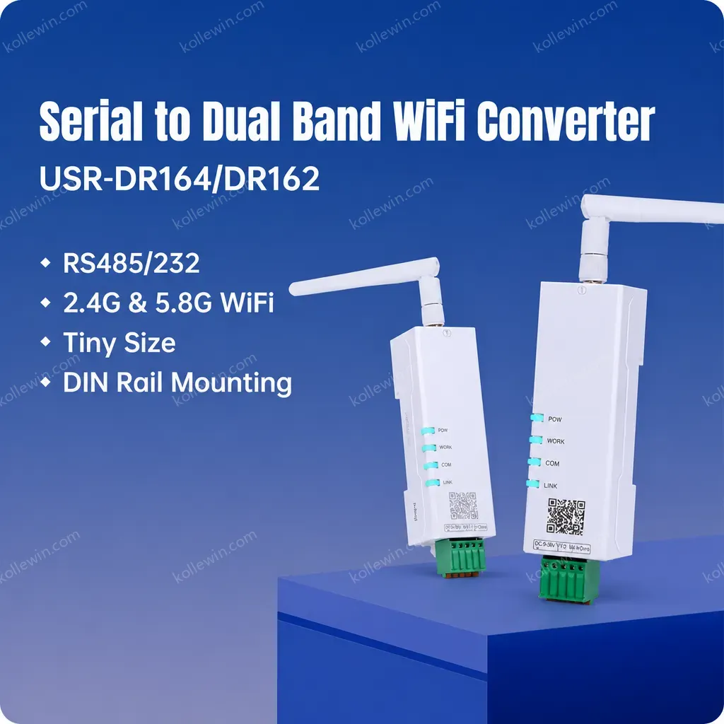 PUSR serial to TCP/IP server RS485/232 to Dual Band WiFi Converter Modbus RTU to TCP Gateway IEEE802.11 a/b/g/n USR-DR164/162