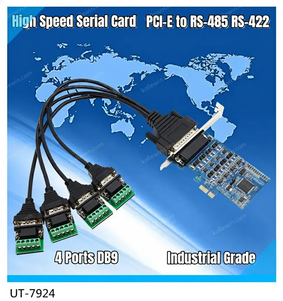 UOTEK Industrial PCI Express PCI-E to RS-485 RS-422 Serial Card 2 Ports DB9 RS485 RS422 PCIE Converter Optical Isolation UT-792I