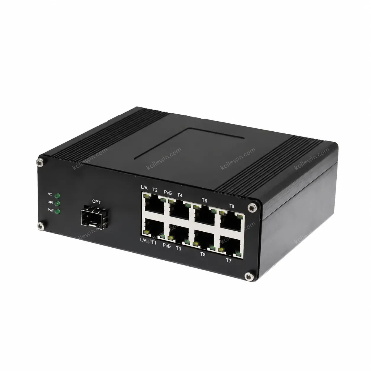 Fiber Converter with LED Screen 1 X 10G SFP to 8 X 10/100/1000M RJ45 Ethernet Din Rail Mounting Network Switch