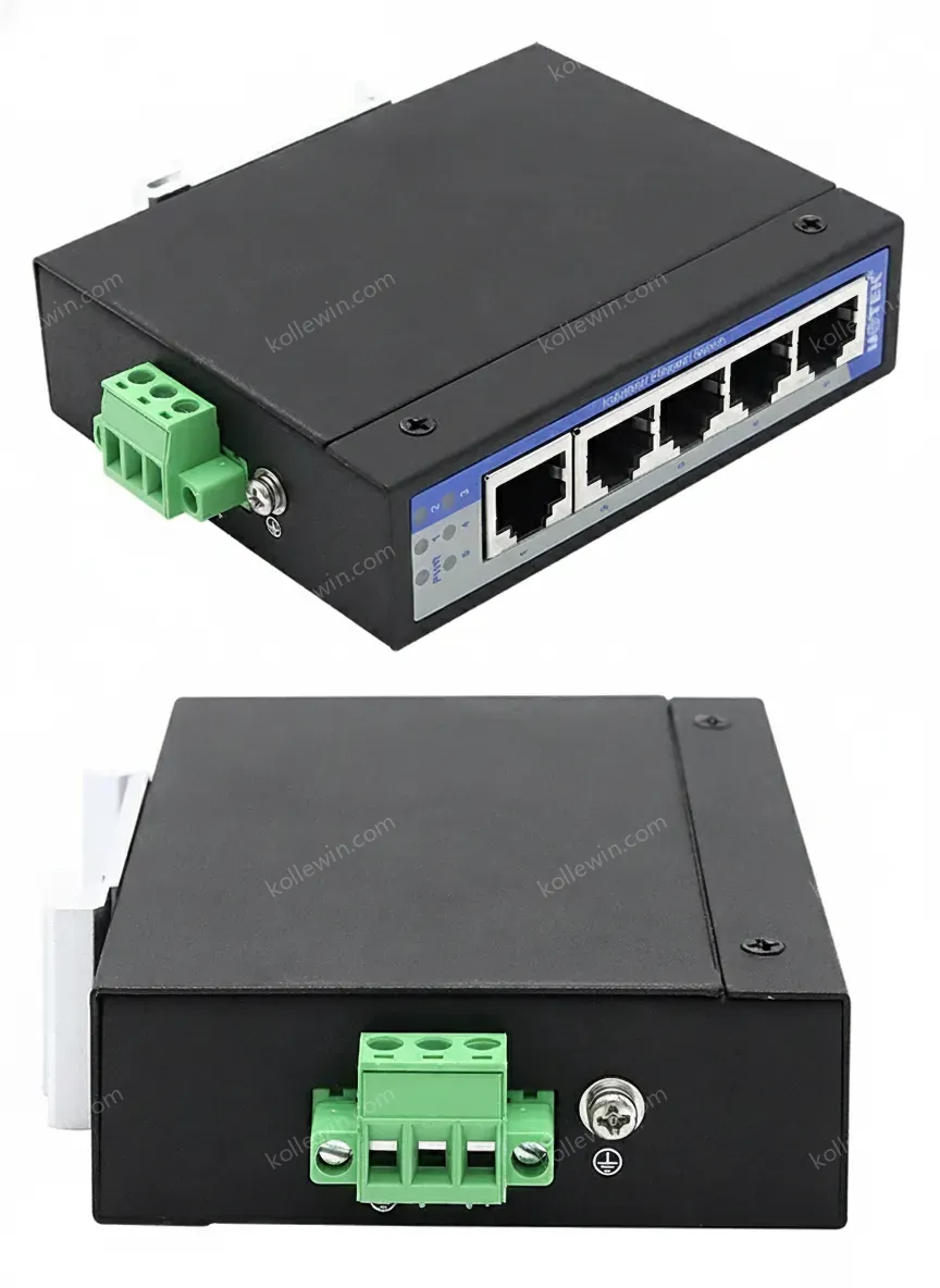 UOTEK 5 Ports 100M Unmanaged Ethernet Switch Reliable Data Transmission DIN-rail Switch UT-6405CA