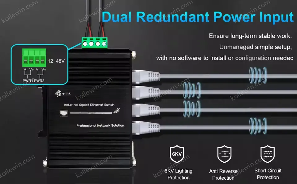Gigabit Switch 5 Port 10/100/1000Mbps Industrial Unmanaged Ethernet Switch 5 Port Din Rail With 1 Port RJ45 Uplink