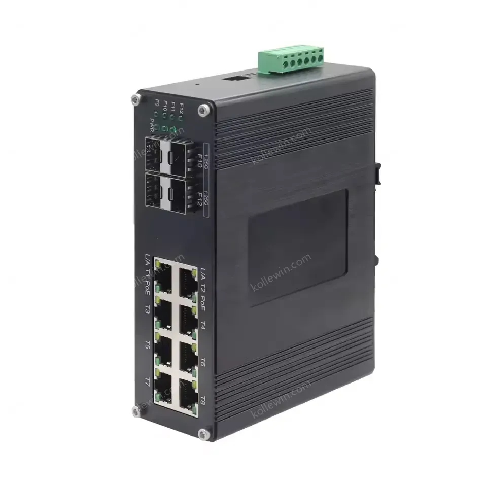 Din Rail Managed 8 Port 10/100/1000T 802.3at 30W PoE to 4 Ports 1000X SFP Network Gigabit Switch 8 Port Poe Switch