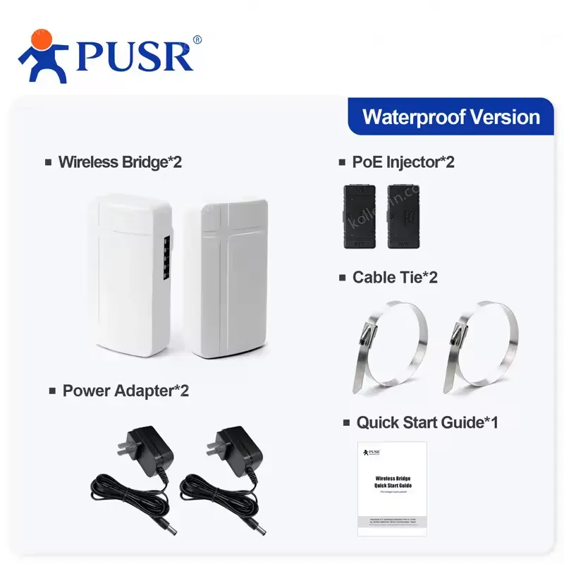 PUSR 2 Piece Tiny-Size 2.4GHZ Point to Point Wireless Bridge Qualcomm Solution Plug and Play up to 1000M IP64 Water-proof ST208E
