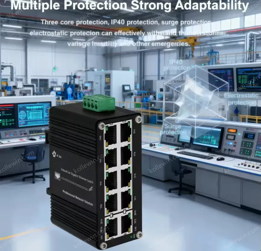 E-link LNK-IMC010G Mini Industrial 10 Port Gigabit Ethernet Switch Unmanaged IP40 Metal Case 20 Gbps Capacity Dual Redundant