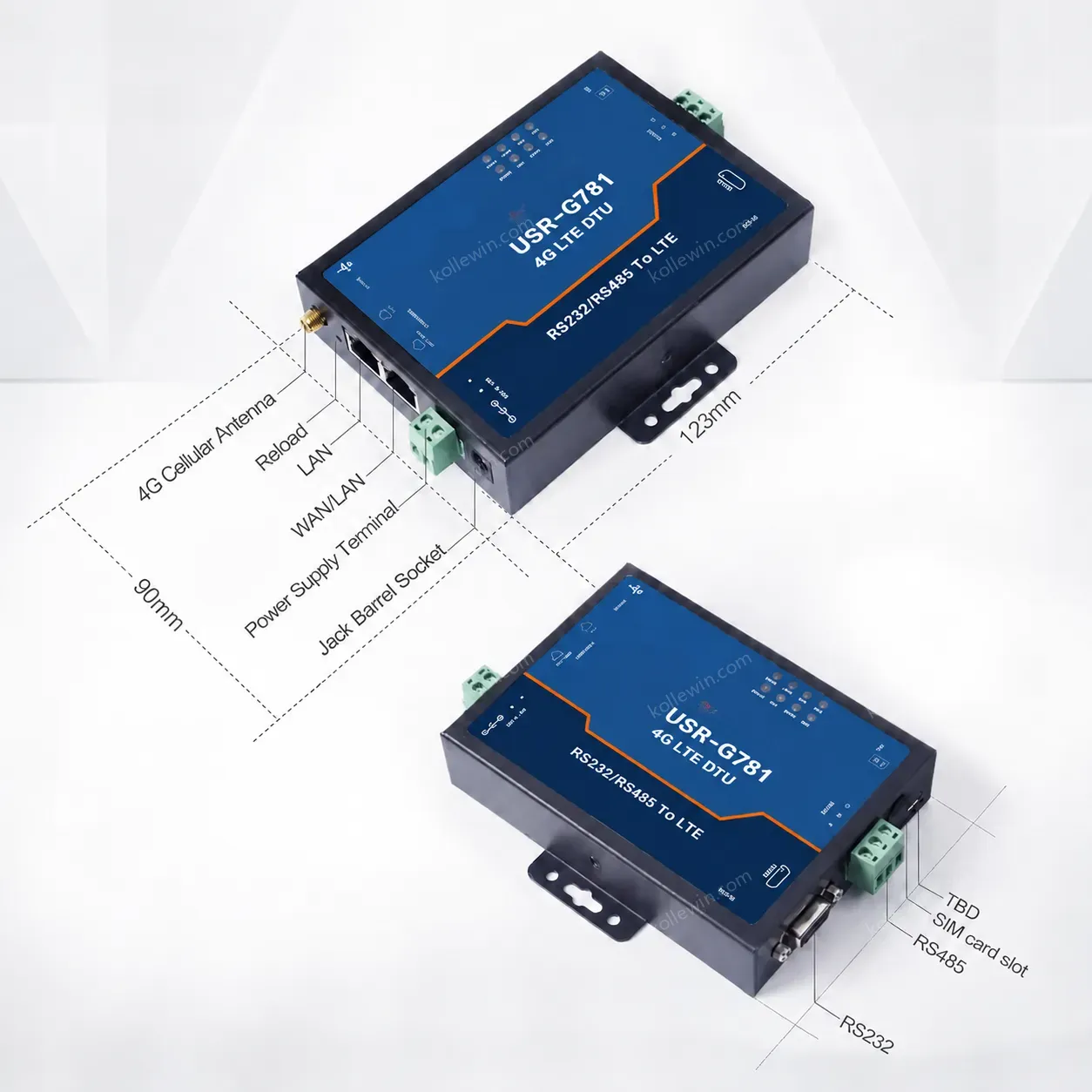 USR-G781-E EMEA & APAC Industrial Wireless 4g Gprs Modem with Rs485 Rs232 Port