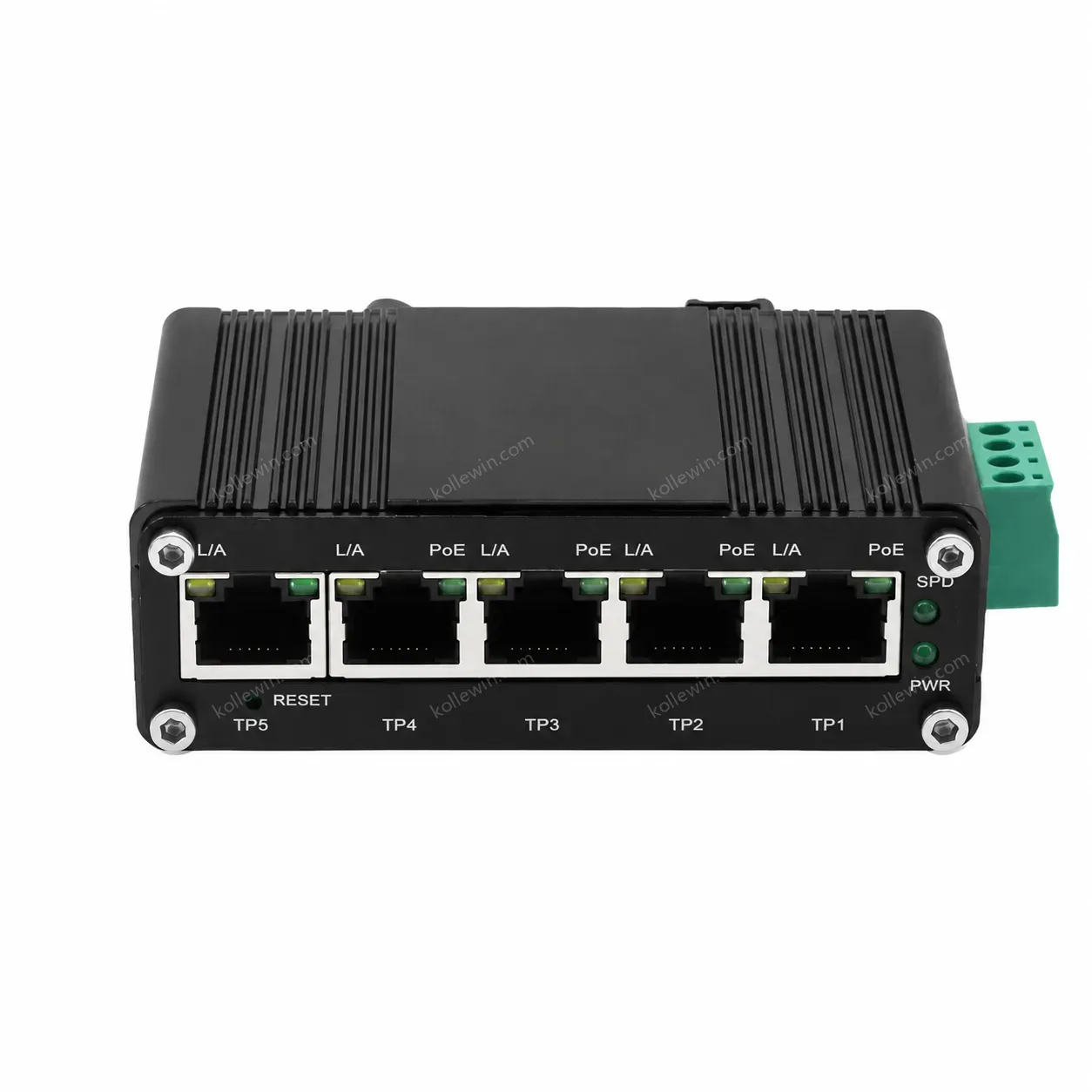 Mini Industrial Managed 5-Port Gigabit PoE+ Switch with 1 Uplink Port 120W PoE Budget with Wide Voltage Input 12-48VDC