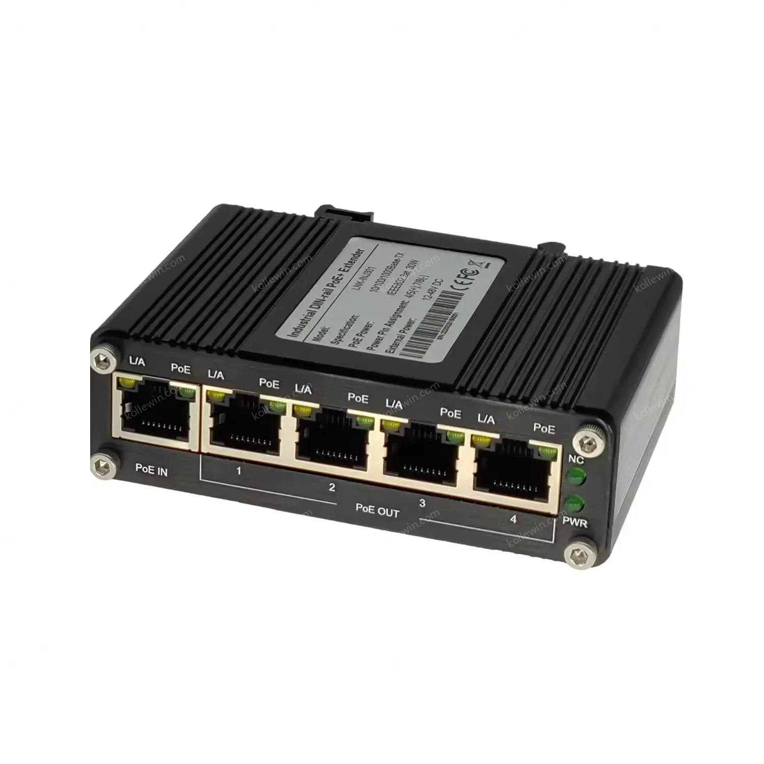 Industrial Gigabit PoE Extender with 50~57V DC Input Power 30W DIN-Rail and Wall Mount for CCTV