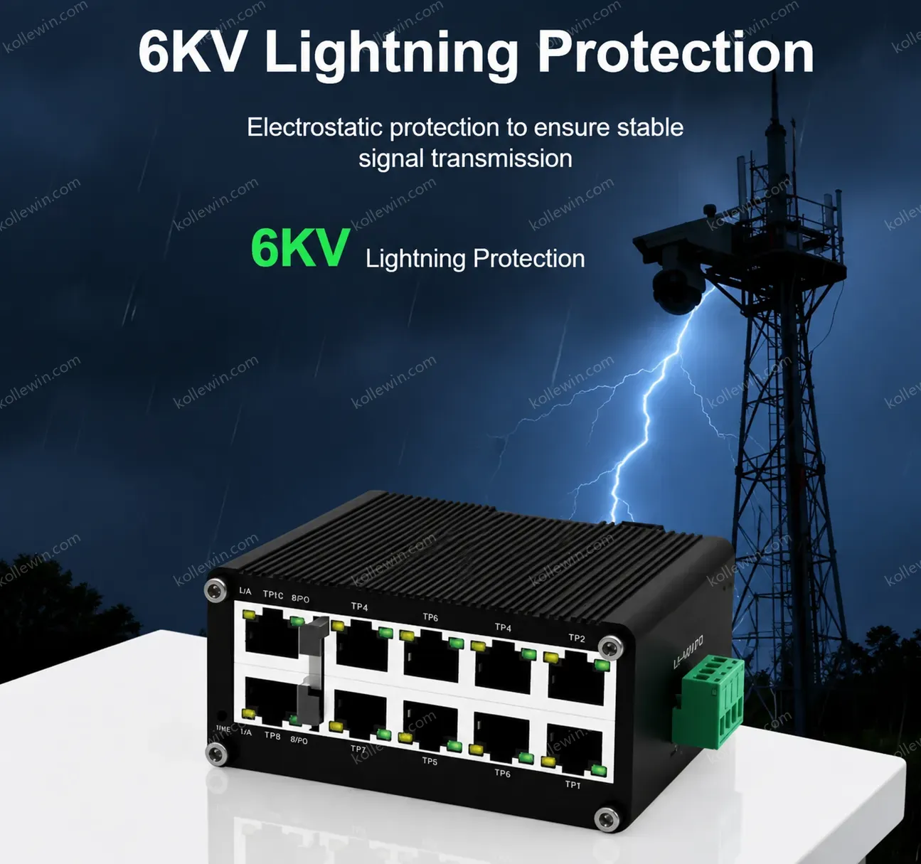 E-link LNK-IMC010G Mini Industrial 10 Port Gigabit Ethernet Switch Unmanaged IP40 Metal Case 20 Gbps Capacity Dual Redundant