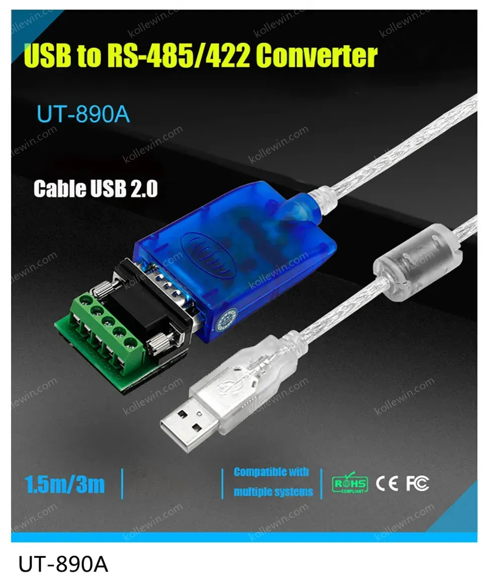 UOTEK USB to RS-485 RS-422 Converter RS 485 422 USB-A RS485 RS422 Serial Adapter Connector Full Half Duplex Anti Surge UT-885
