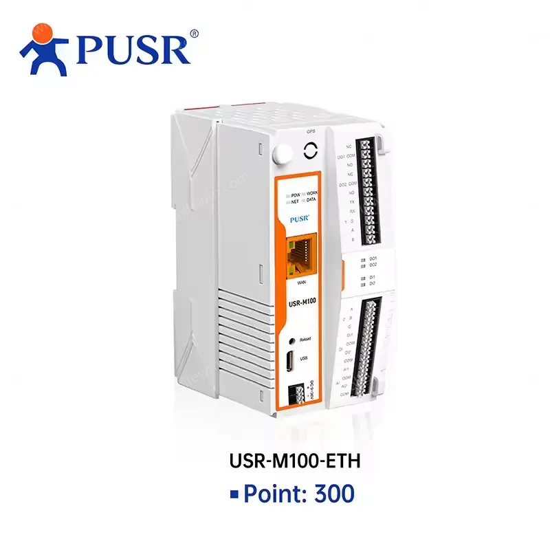 PUSR Remote IoT Gateway 4G/Ethernet Network Piont 300/1000 Edge Computing MQTT Modbus Gateway IO Extender SD Card USR-M100