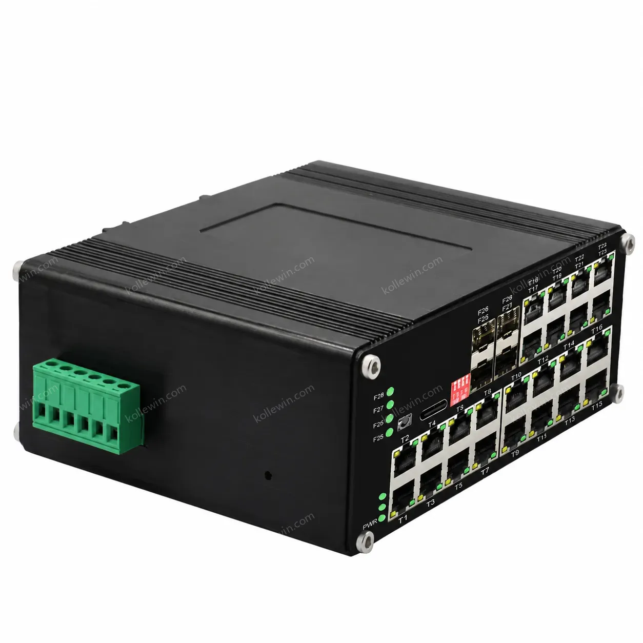 DIN-Rail Industrial Managed 24GE+4SFP PoE Switch 24-Port 10/100/1000T 802.3at PoE + 4-Port 1000X SFP