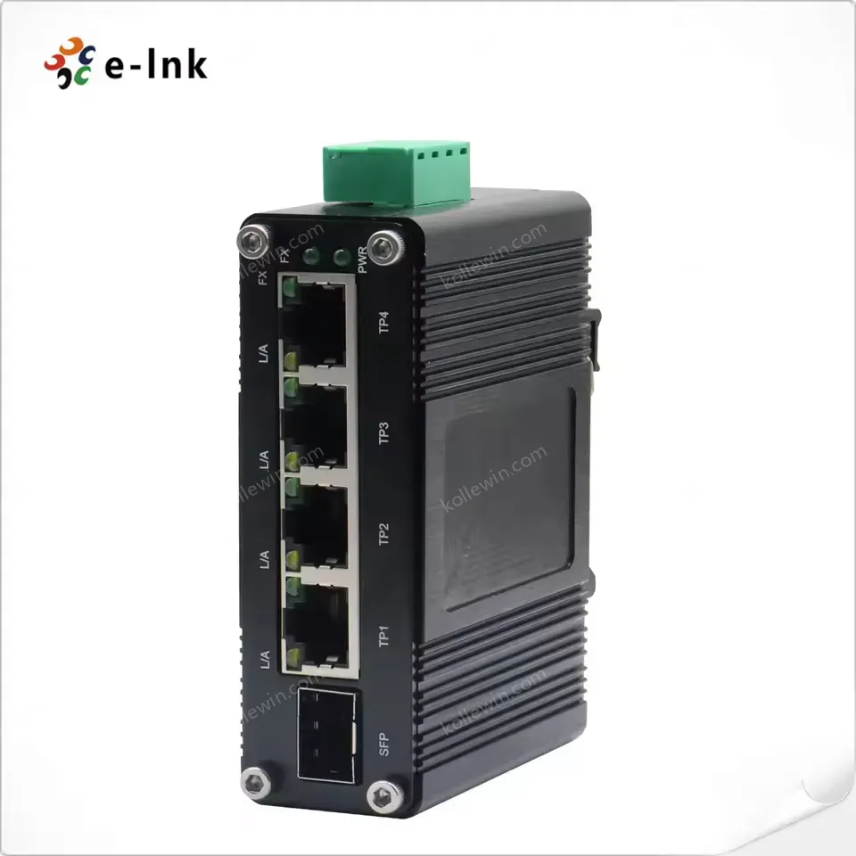 12-48V DC Input Mini Industrial 4 RJ45 + 1 SFP Gigabit Ethernet Switch for CCTV Automation Robotics Solar ELV Systems