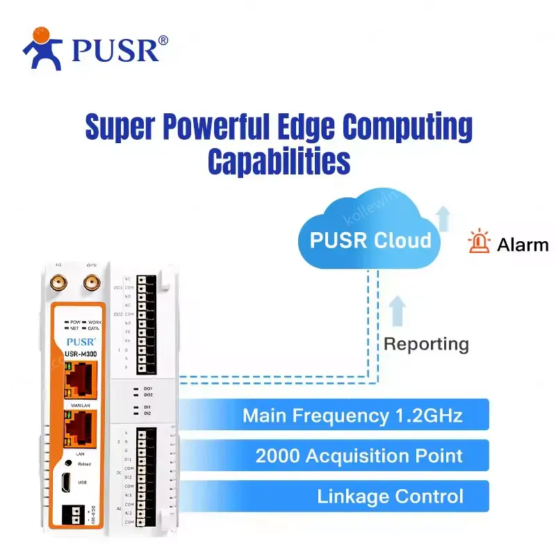 PUSR USR-M300 High Performance Edge Computing Modular IO Gateway RS485/RS232 Interface MQTT/Modbus RTU/TCP Protocol Easy Extend