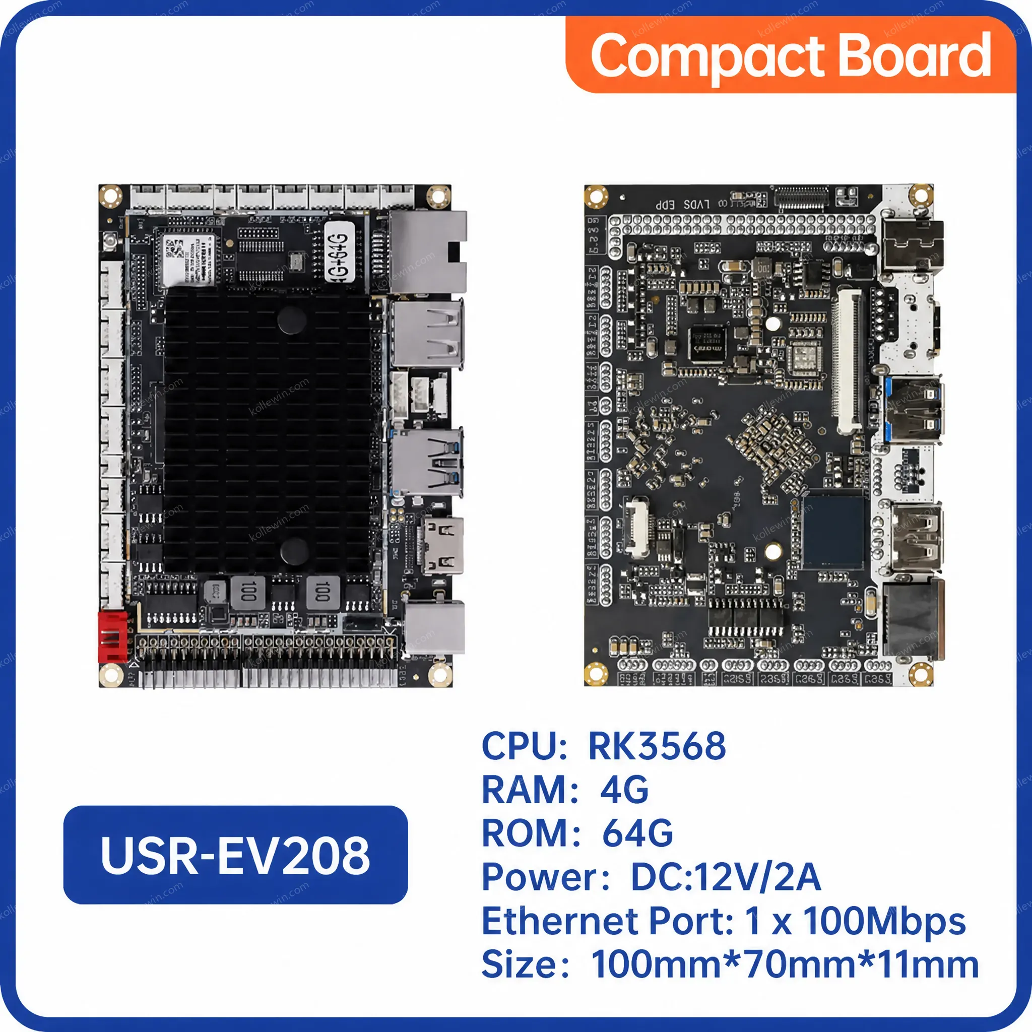PUSR ARM Motherboard CPU Combo DDR4 Android/Debian11 Ethernet/Wifi/4G/5G CAN RS485 RS232 USB HDMI MINI PC Motherboard USR-EV