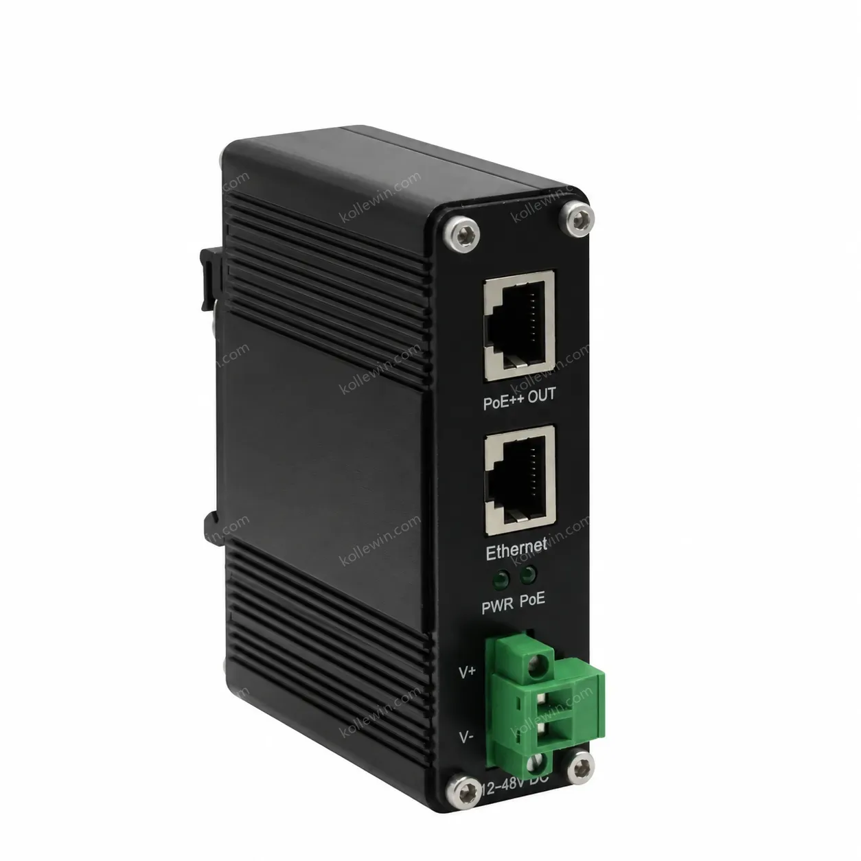 Industrial Gigabit PoE++ Injector Hardened IEEE802.3at/bt 95W PoE Adapter with 12-48VDC Input DIN-Rail and Wall Mount