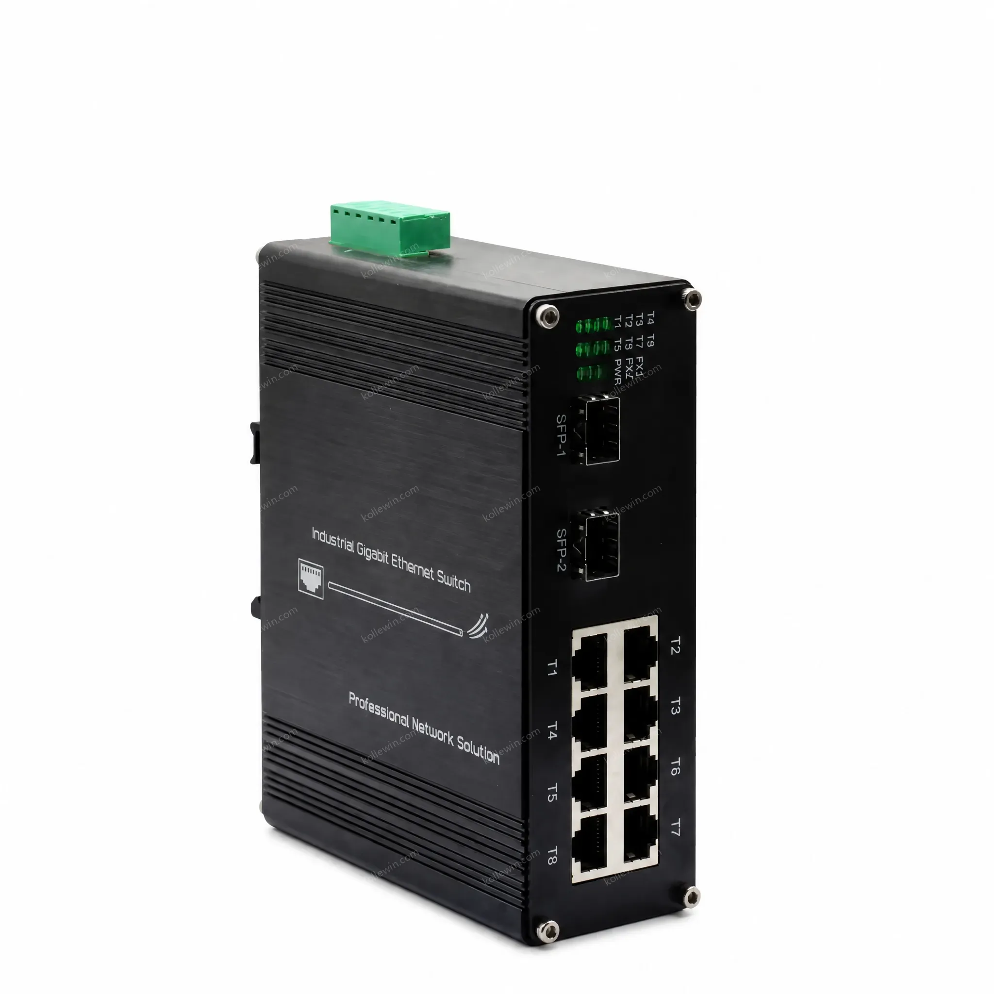 Industrial 8-port 10/100/1000Base-T + 2-port 1000BASE-X Ethernet Switch with SNMP QoS Stackable E-link