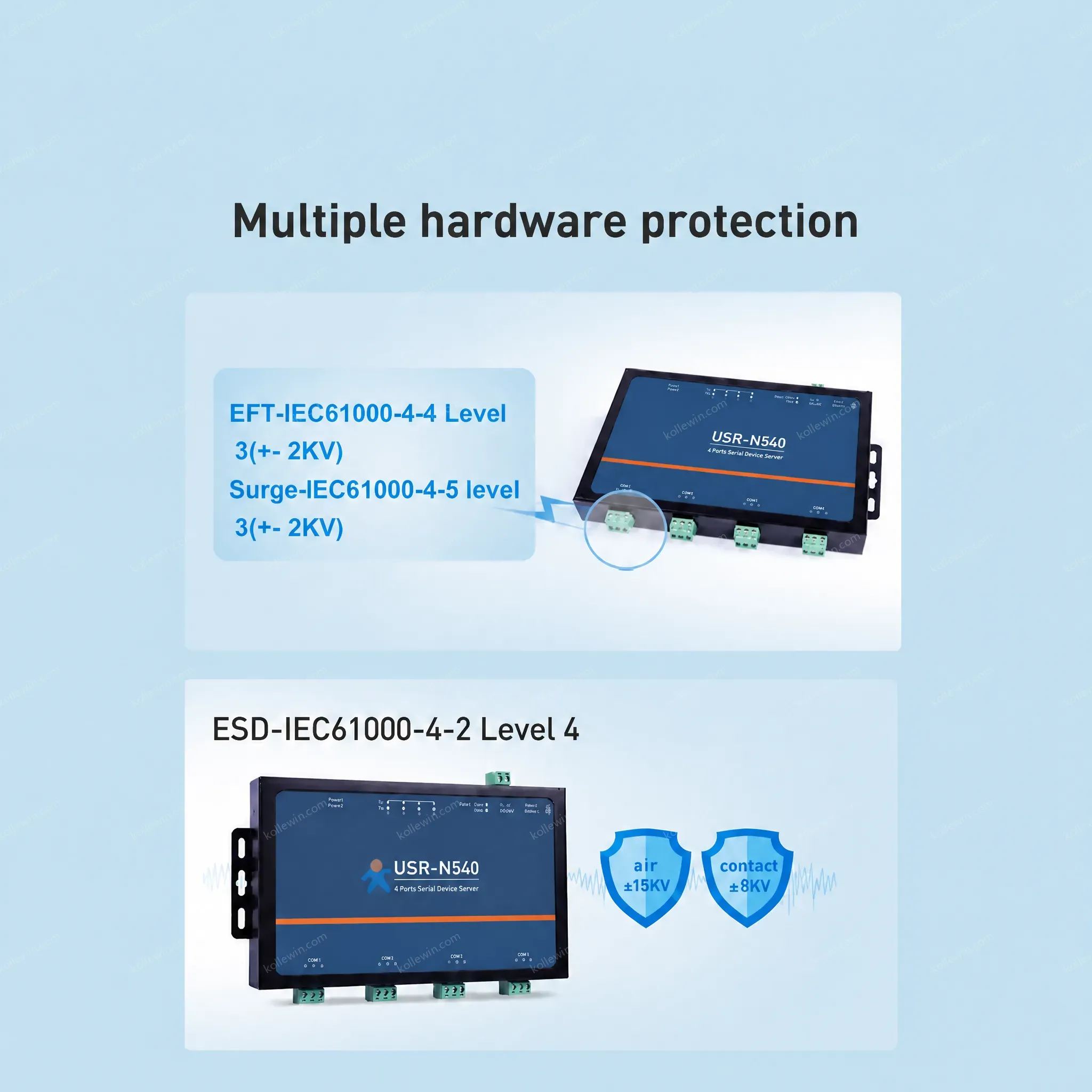 USRIOT USR-N540 H7 Version 4-Port Serial Server RS485 to TCP Ethernet Converter Flow Control RTS/CTS DC 9-36V 2-Year Warranty