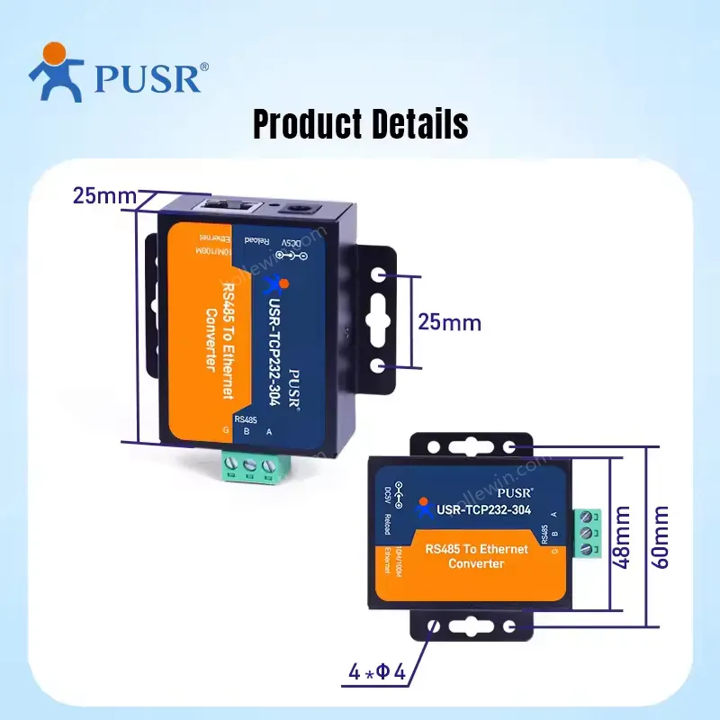 USR-TCP232-304 TCP IP Support Multiple Work Mode Easy to Config Serial RS485 to Ethernet Converters