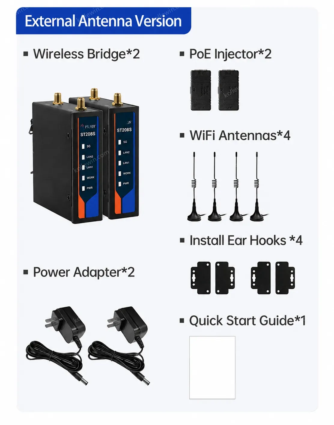 PUSR Wireless wifi AP Bridge router wifi signal extender repeater Qualcomm Plug and Play AP IP64 Water-proof ST208E(2 Piece )