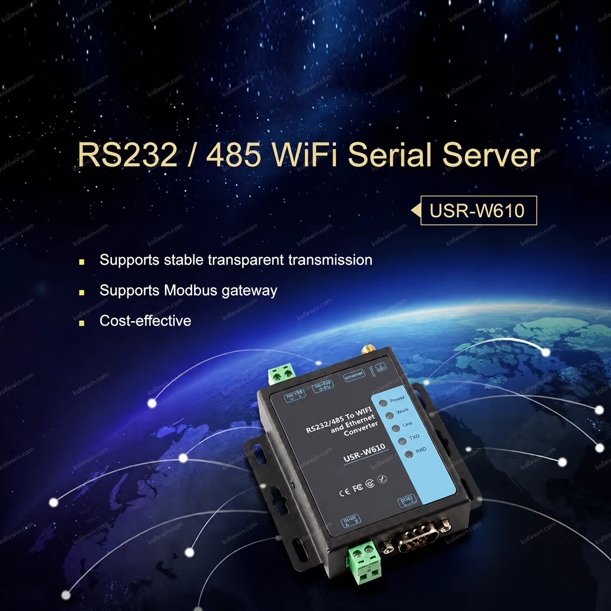 USR-W610 Serial Device Server RS485/ RS232 to WiFi Converter Serial to WiFi Converter