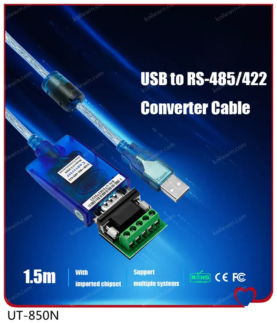 UOTEK USB to RS-485 RS-422 Converter RS 485 422 USB-A RS485 RS422 Serial Adapter Connector Full Half Duplex Anti Surge UT-885