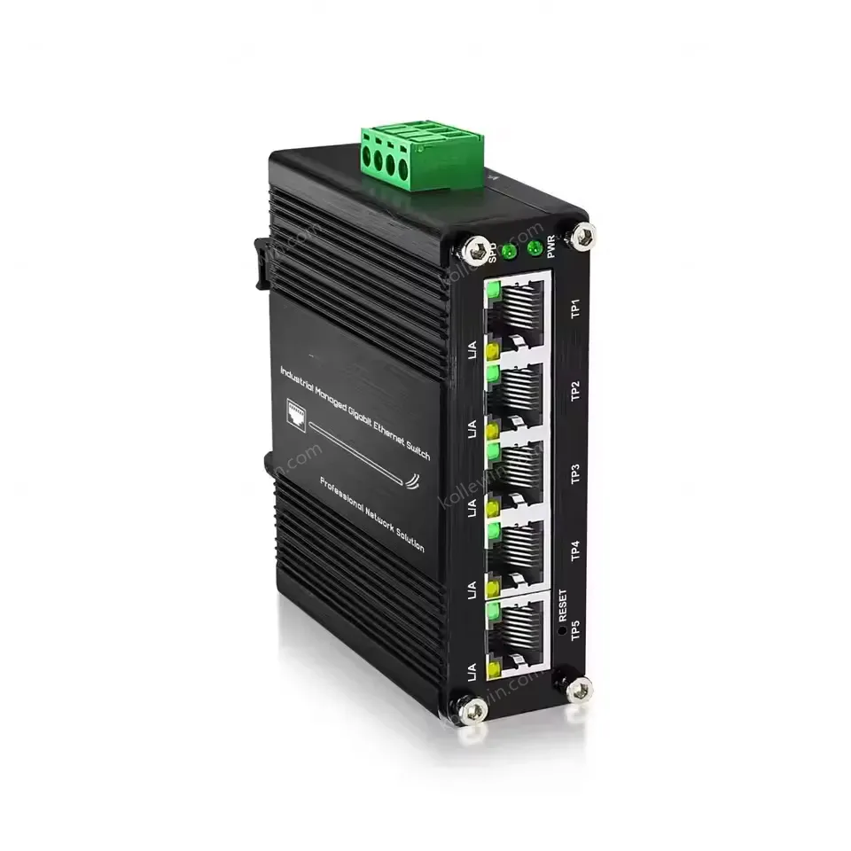 Smart Managed Industrial Switch with Web Management , 5-Port Gigabit, Port Mirroring/Loop Detection/Rate Limit, 12-48VDC