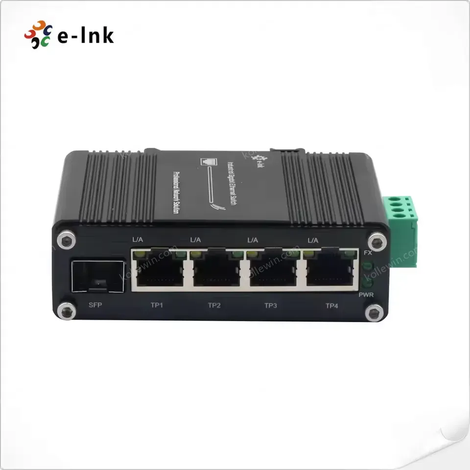 12-48V DC Input Mini Industrial 4 RJ45 + 1 SFP Gigabit Ethernet Switch for CCTV Automation Robotics Solar ELV Systems