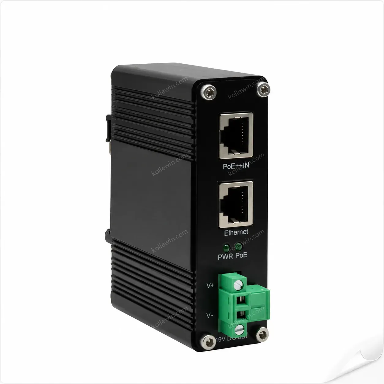 Aluminum Casing Industrial 10/100/1000Mbps 802.3bt PoE++ Splitter Output Voltage 19VDC