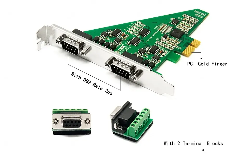 UOTEK 2 Ports High Speed PCI-E PCI Express to RS-485 RS-422 Converter Serial Card DB9 RS485 RS422 Com Connector PCIE UT-792