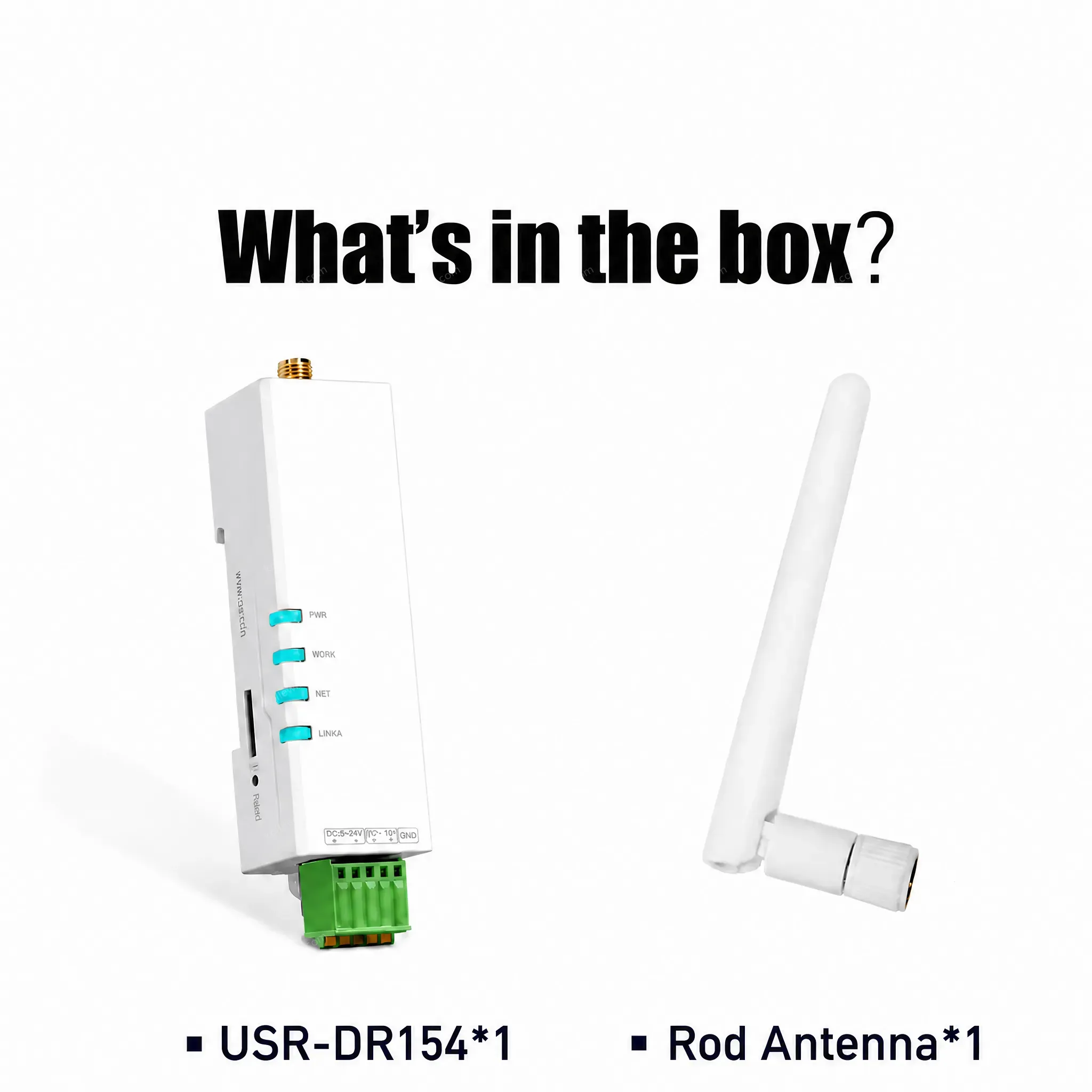 PUSR DIN Rail 4G Modem+SIM Competitive Data Plan Easy Config: at Command, Config Utility 1200M USR-DR154-E