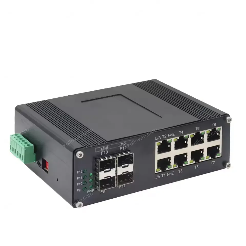 Din Rail Managed 8 Port 10/100/1000T 802.3at 30W PoE to 4 Ports 1000X SFP Network Gigabit Switch 8 Port Poe Switch