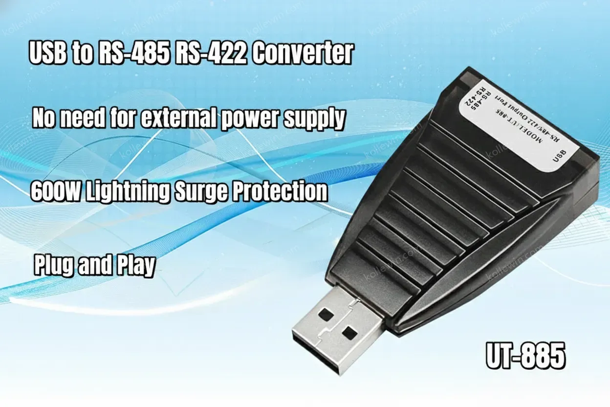 UOTEK USB to RS-485 RS-422 Converter RS 485 422 USB-A RS485 RS422 Serial Adapter Connector Full Half Duplex Anti Surge UT-885