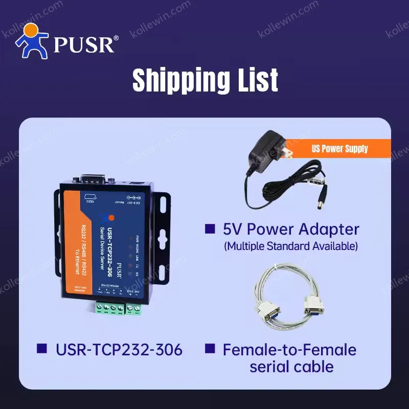 USR-TCP232-306 Cost-effective Modbus Gateway Modbus RTU to TCP RS232 RS485 to Ethernet Serial Device Server