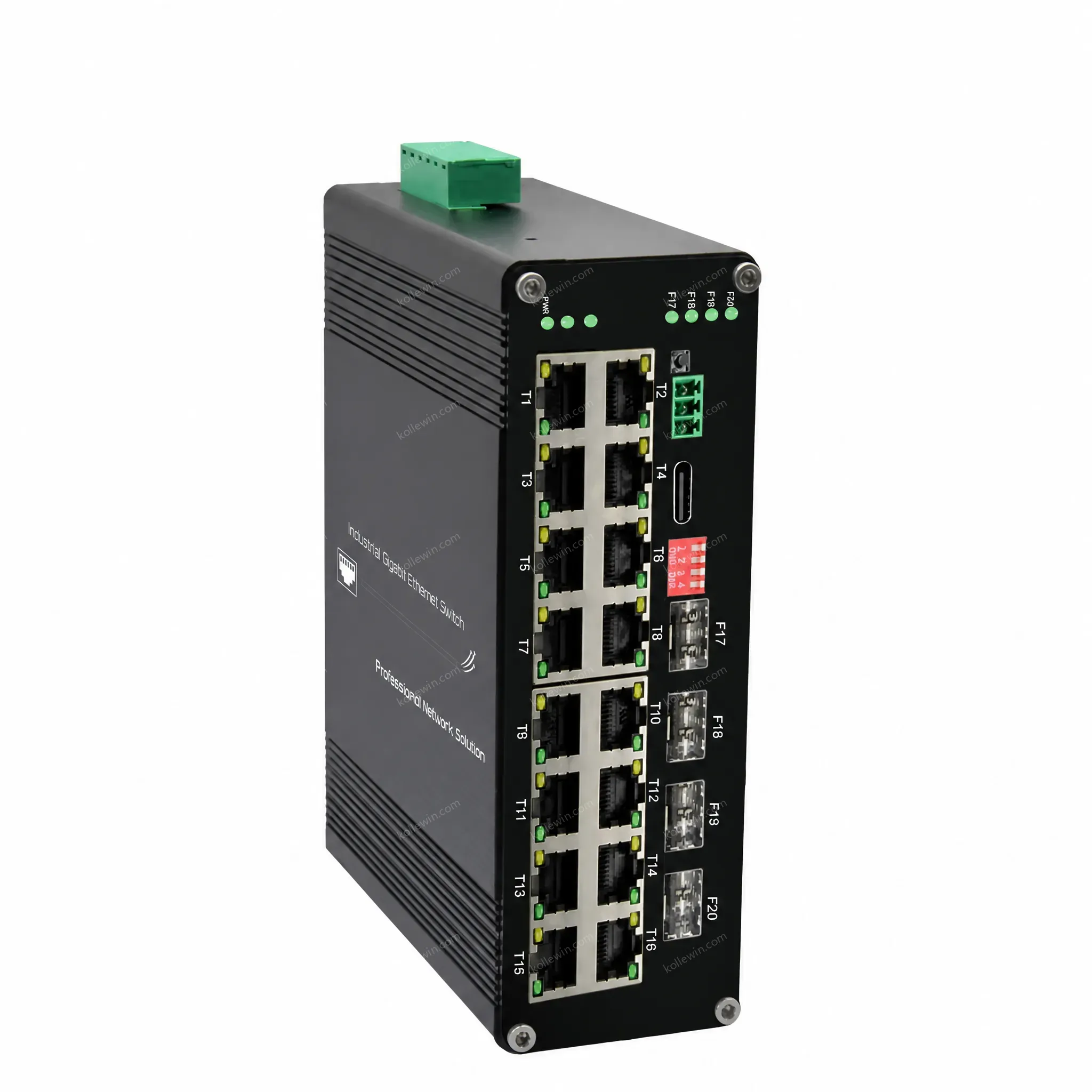 IP40 Aluminum Case L2 Industrial Managed 16GE+4SFP PoE Switch Support Din-Rail