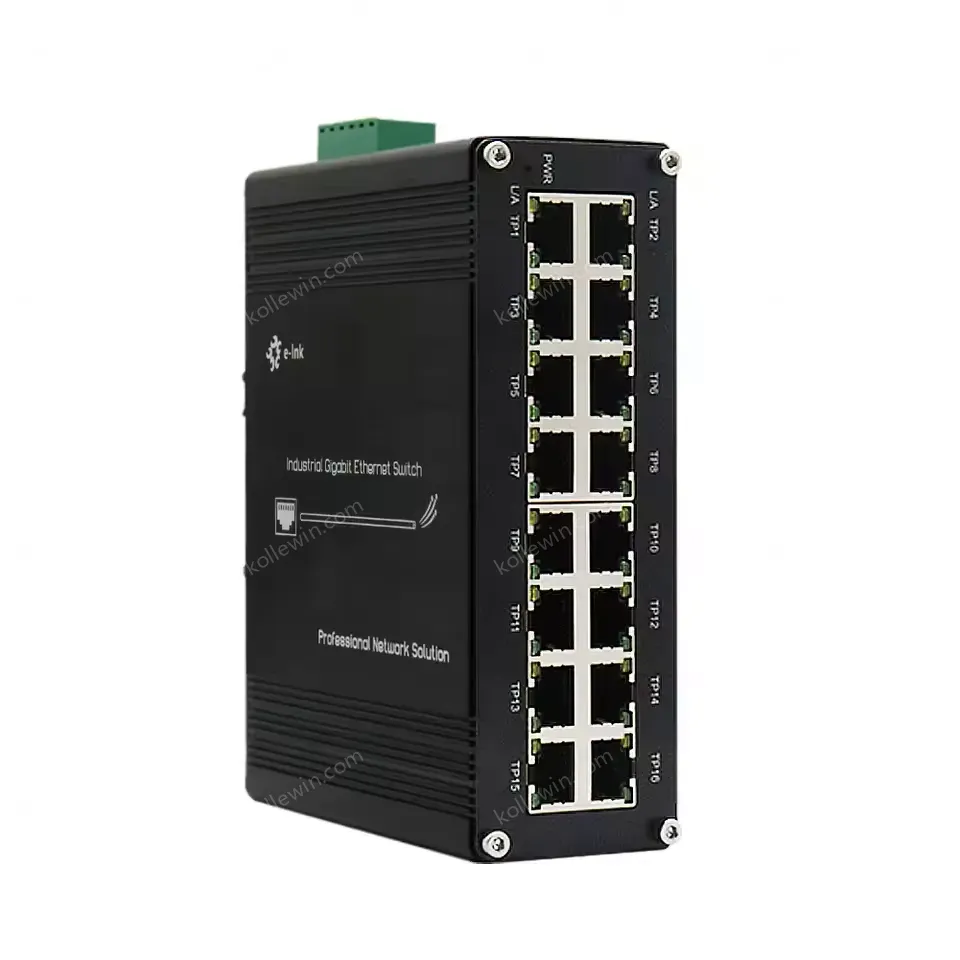 16 Port Switch 10/100/1000T Gigabit Compact Mini Industrial Din Rail Network Switch