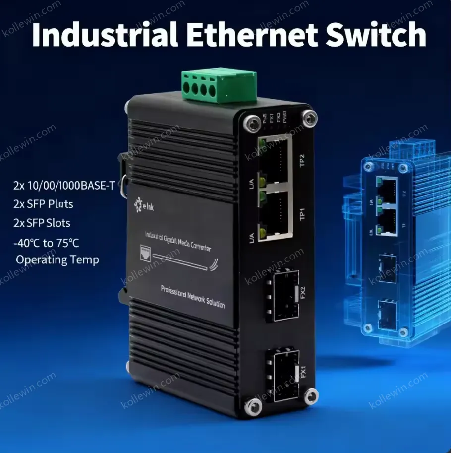 Mini Industrial 2G+2SFP Ethernet Switch Dual Fiber Ports 12-48VDC Wide Temperature -40°C to 75°C