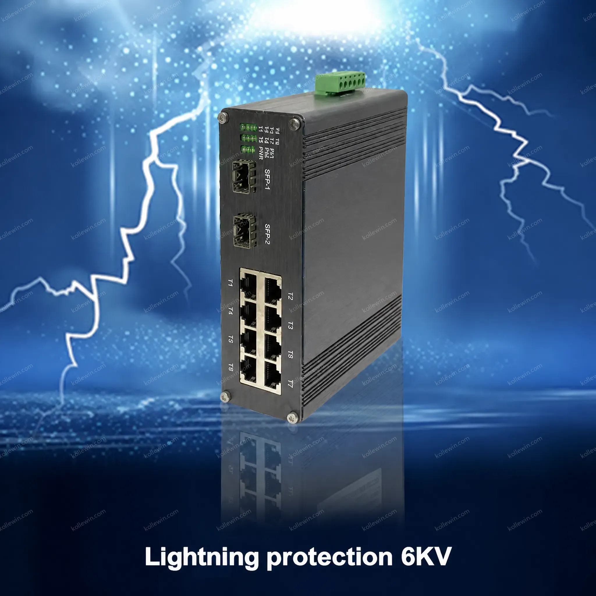 Industrial 8-port 10/100/1000Base-T + 2-port 1000BASE-X Ethernet Switch with SNMP QoS Stackable E-link