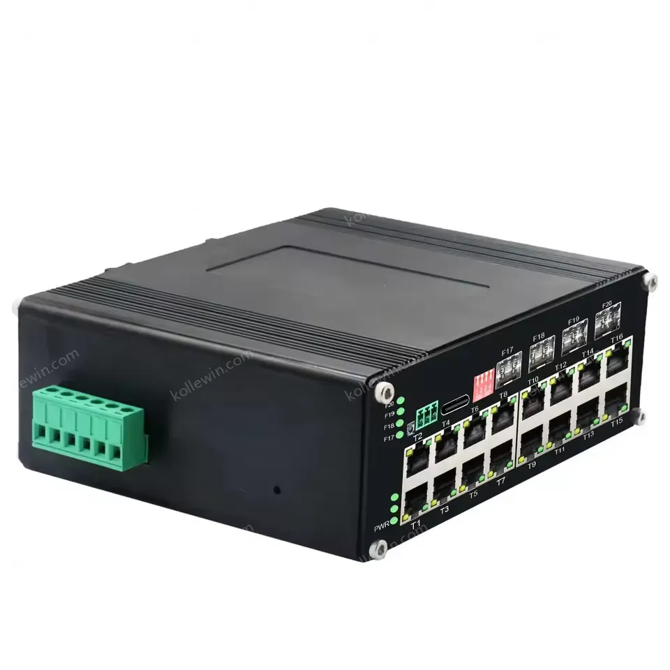 Industrial L2+ Managed 16-Port Gigabit Switch | 10/100/1000T + 4 1000X SFP | DIN-Rail Mount, -40°C to 75°C