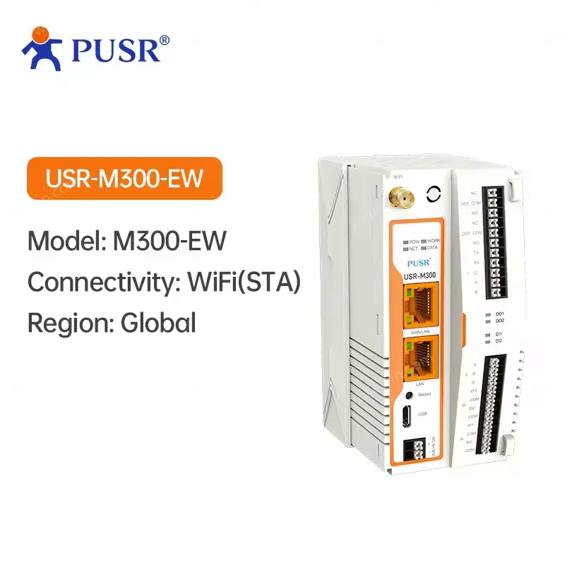 PUSR USR-M300 High Performance Edge Computing Modular IO Gateway RS485/RS232 Interface MQTT/Modbus RTU/TCP Protocol Easy Extend