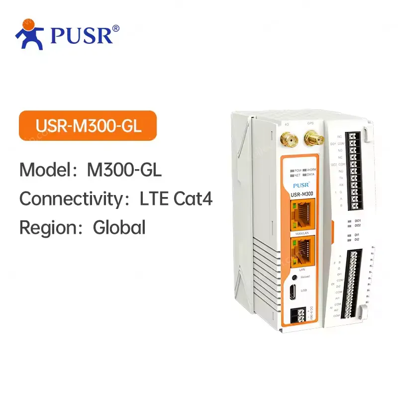 PUSR USR-M300 High Performance Edge Computing Modular IO Gateway RS485/RS232 Interface MQTT/Modbus RTU/TCP Protocol Easy Extend