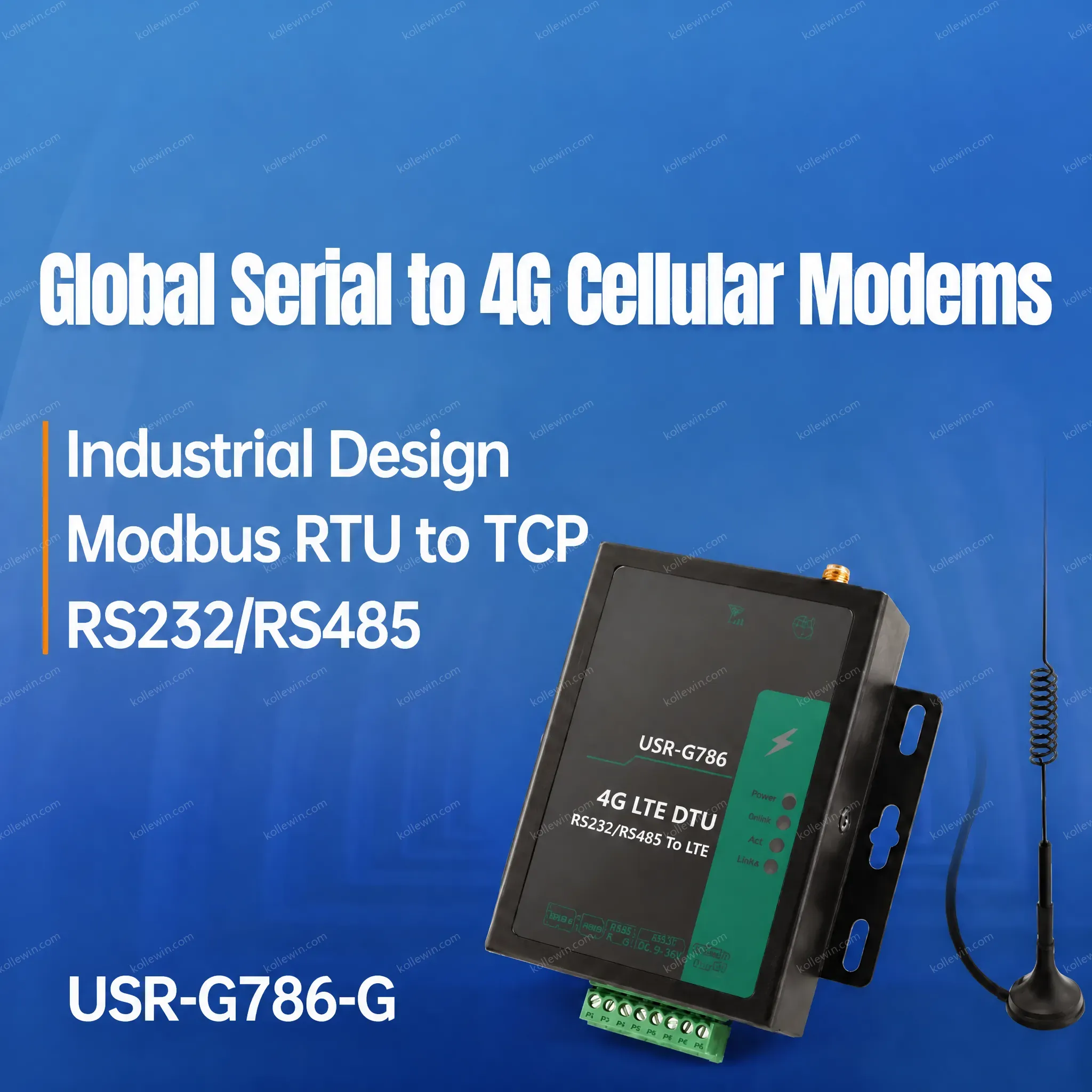 USR-G786-G Global Frequency RS485 RS232 Serial to 4G LET M2M Cellular Modem with Global Bands