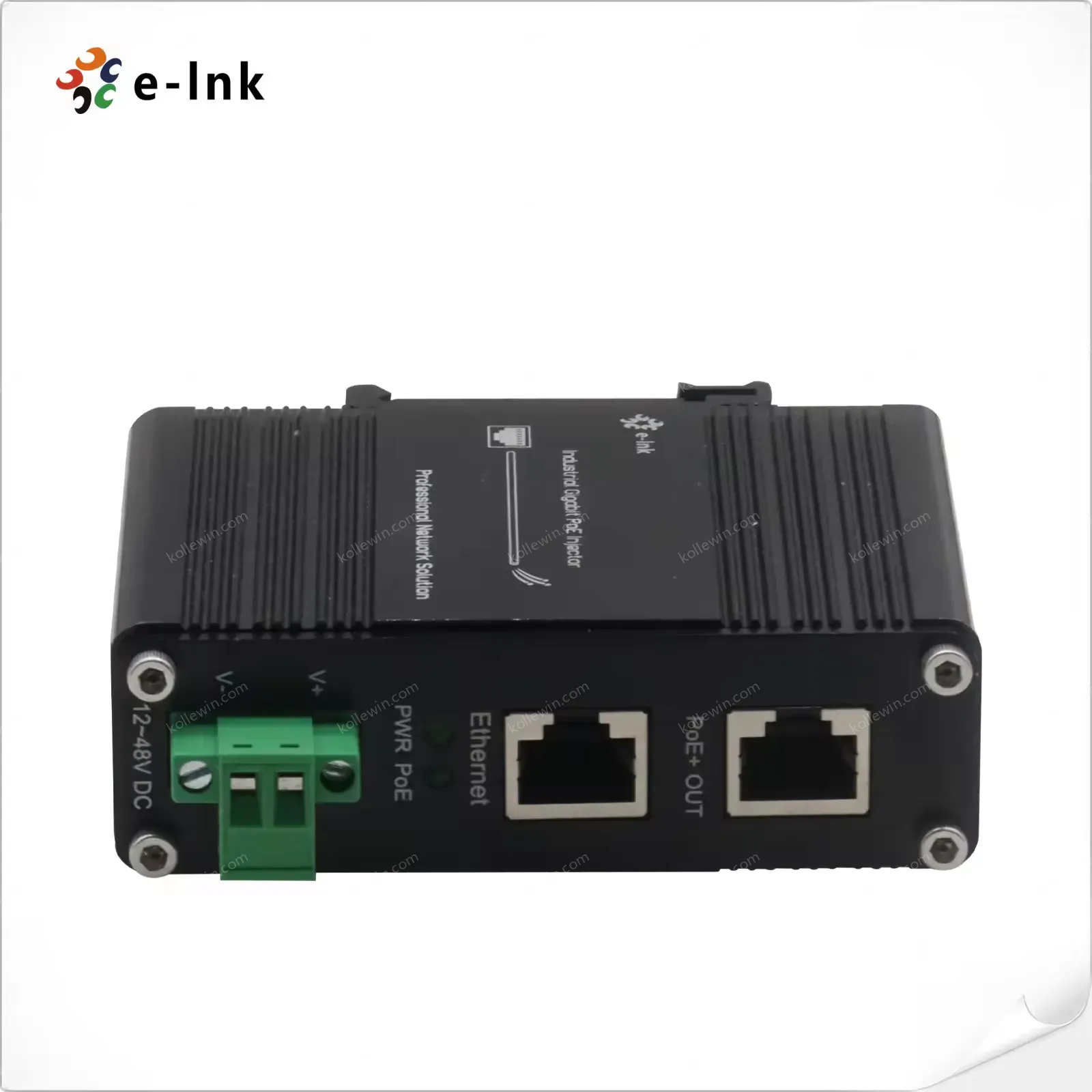 E-link 12-48V DC Industrial Gigabit PoE+ Injector with 30W/60W/90W Power DIN-rail & Wall Mounting