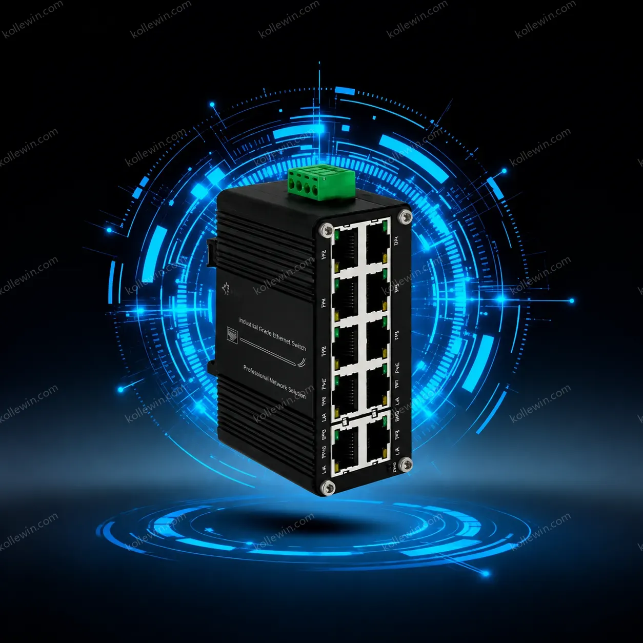 Industrial 10 Port Gigabit PoE Switch 8 PoE+ Ports IEEE 802.3at 240W Total Budget Wide Voltage 12-48VDC