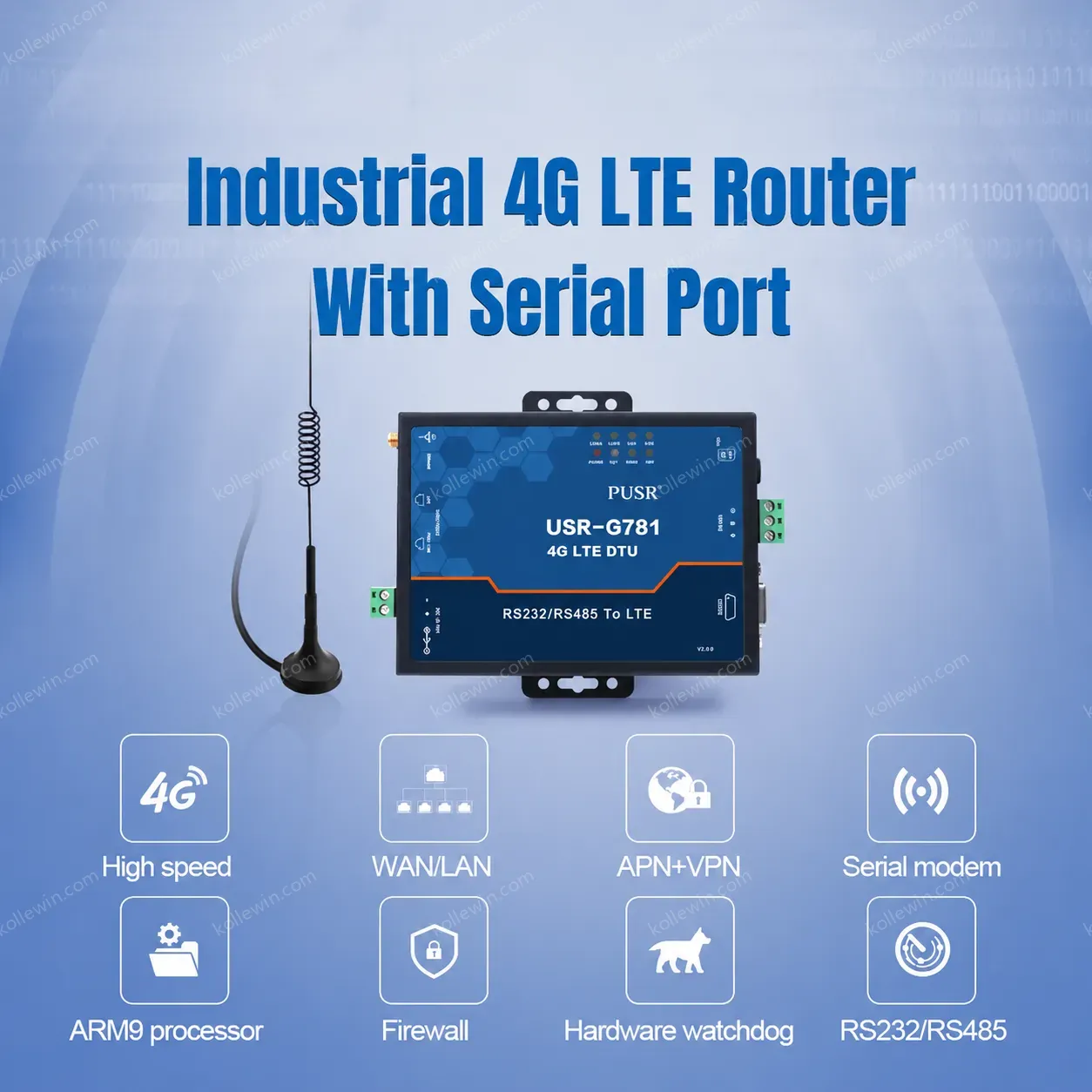 USR-G781-E EMEA & APAC Industrial Wireless 4g Gprs Modem with Rs485 Rs232 Port