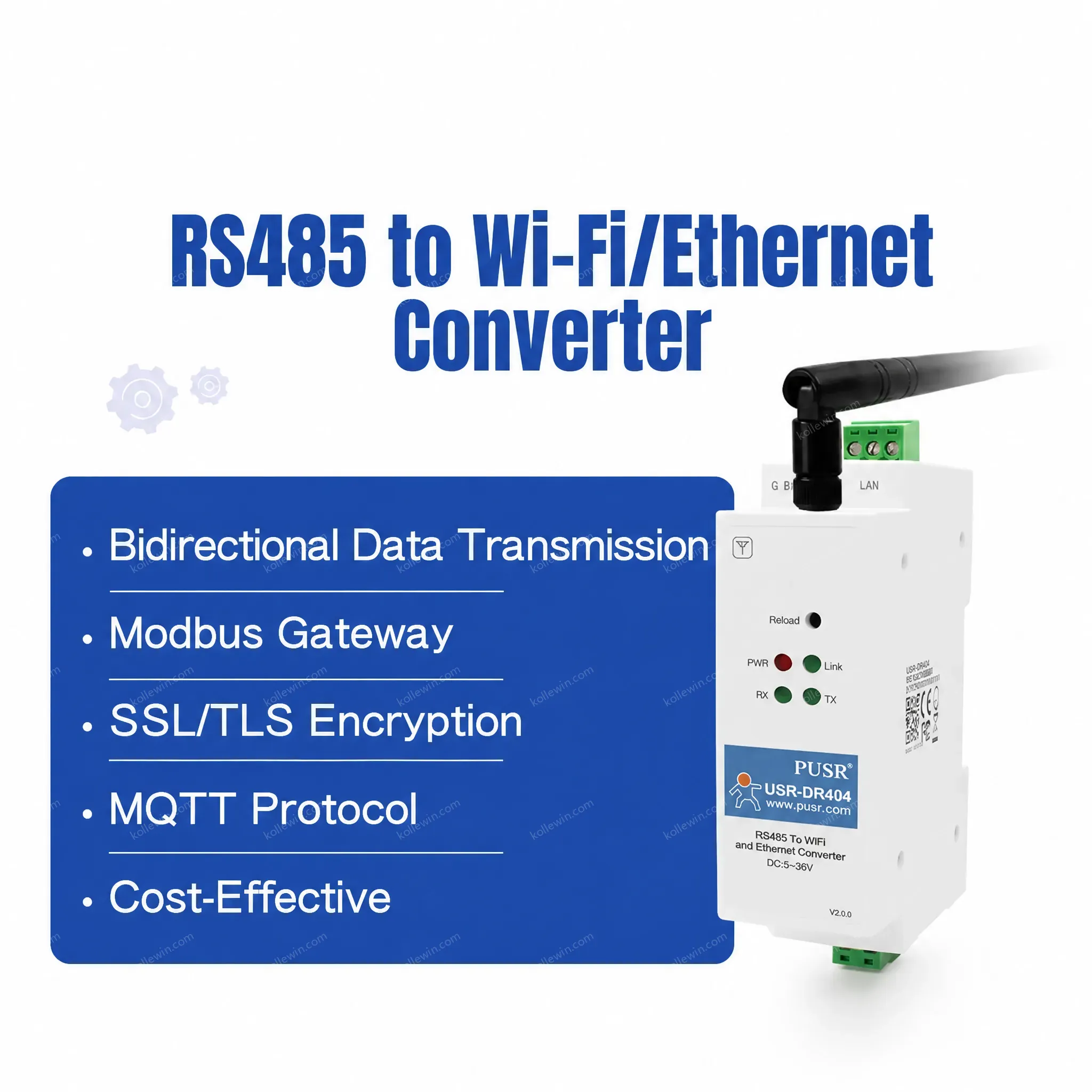 USR-DR404 Din Rail Modbus Gateway RS485 Serial to WIFI Ethernet Converter